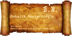 Behalik Maximilián névjegykártya